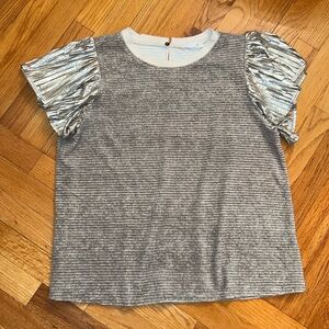 THML Sweater with Metallic Flutter Sleeves size L